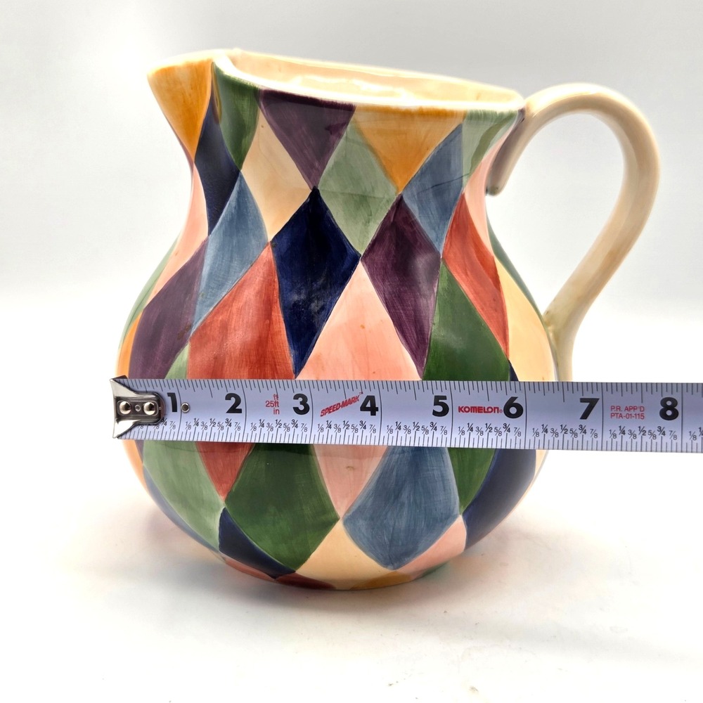 Tabletops Unlimited Carnival Harlequin Hand Painted Pitcher RETRO  Discontinued - Picture 7 of 8